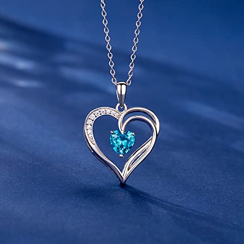 Am Annis Munn Sterling Silver Necklaces For Women Birthstone Heart Necklace For Women Silver Jewelry Engagement Gifts For Women Her Girlfriend #TOP2