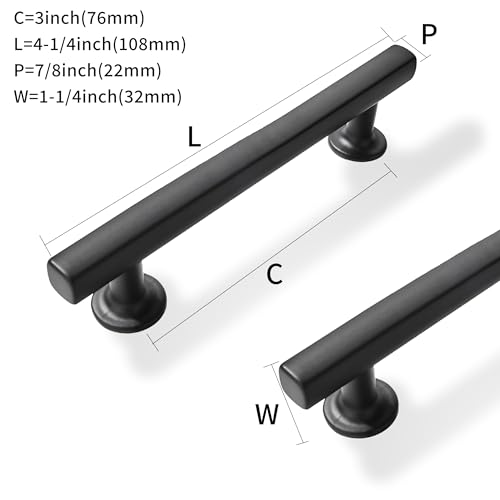 ZAUYX 10 Pack 3 inch(76mm) Hole Center Black Cabinet Pulls Square Cabinet Handles Solid Heavy Duty Pulls for Kitchen Dresser Closet & Bathroom Cabinets Hardware by ZAUYX - Used condition - Image 2