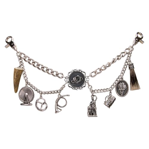 Alpenflüstern Trachten-Charivari Oktoberfest München - Hochwertiger Herren-Trachtenschmuck mit Trophäen-Anhängern für die Lederhose (antik-silber-farben) HCH040