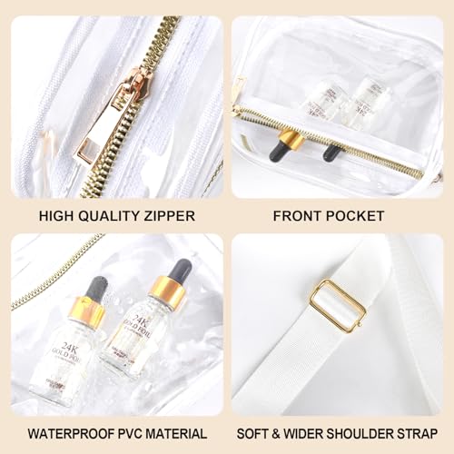 Image of Fibrdoo Clear Bag Stadium Approved, Leather Clear Crossbody Purse Bag for Concerts Sports Events Festivals