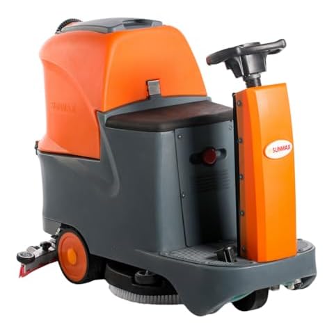 SM70 Ride-On Floor Scrubber Machine, 22" Brush, Complete Set of Parts, 5 Hours Continuous Working Time, 18.5 Gal Tanks, 48,000 Sqft/H Efficiency Cover