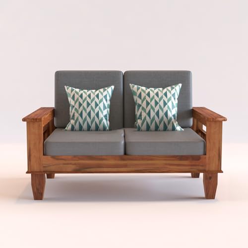 Image of Sheesham Wooden 4 Seater Sofa for Living Room | Rosewood 4 Seater Cushion Sofa with Side Newspaper Holder for Home & Office (-Honey Finish,2+1+1 Seater)