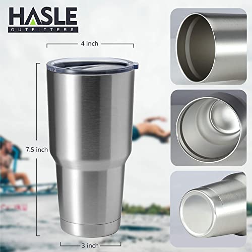 HASLE OUTFITTERS 30oz Tumbler Stainless Steel Coffee Tumbler Double Wall Vacuum Insulated Travel Mug with Lid (Silver, 8 Pack) - Thumbnail 3
