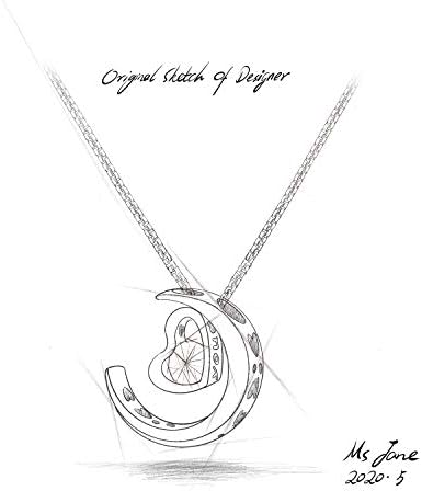 murtoo Moon Love Women's Necklace Heart Pendant Silver Rose Gold Zirconia I Love You Jewelry Gift Box Moon Necklace for Women Girls