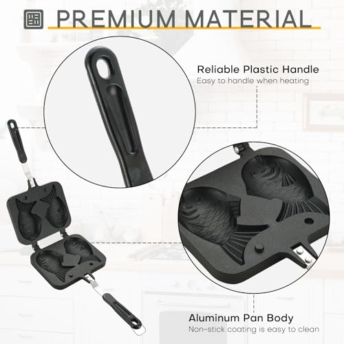MYFULLY Taiyaki Fish-Shaped Cake Pan Taiyaki Fish Waffle Maker Double Pan Mold with Silicone Oil Brush for Fun DIY Desserts at Home by MYFULLY - Image 3