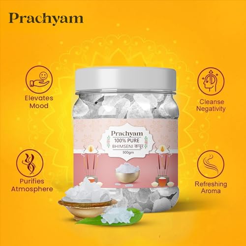 Image of 100% Pure Bhimseni Camphor Flakes 900g Jar | Zero Residue Natural Kapoor for Puja, Havan, Aromatherapy & Air Purification | Authentic Desi Kapur