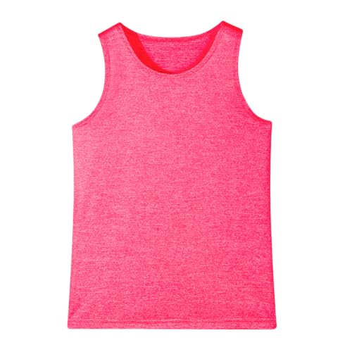 Hercugifts Girls/Kids/Teen Quick Dry Tank Tops Undershirts Moisture Wicking Active Athletic Sleeveless Shirts （Age 5-16Y） Rose Red