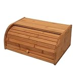 Wooden Natural Bamboo Bread Bin With Roll Top, Large Capacity Eco-Friendly Countertop Bread Bin, Corner Storage Box For Kitchen
