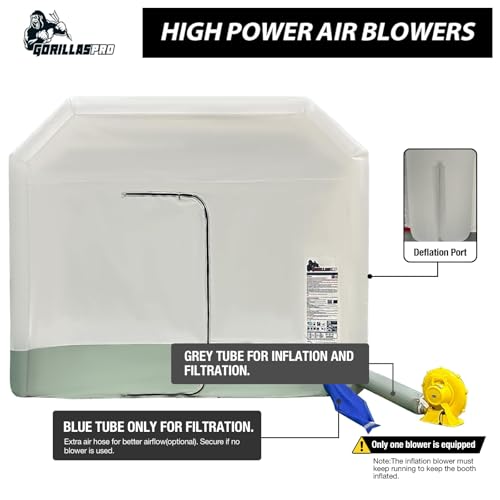 GORILLASPRO 13x10x8Ft Inflatable Paint Booth Tent with 550W Blower, Spray Tent with Air Filter System, Used for DIY Painting Car Truck Motorcycle Garage Furniture Parts Paint Renovation