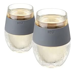 Host Wine Freeze Cup Set of 2 – Plastic Double Wall Insulated Wine Cooling Freezable Drink Vacuum Cup with Freezing Gel…