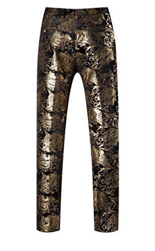 Mogu Mens Luxury Gold Dress Pants With Expandable Waist Size 34 Gold #TOP1
