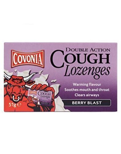 SIX PACKS of Covonia Double Impact Cough Lozenges Berry Blast 51g