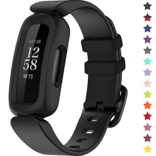 TopPerfekt Fitbit Ace 3用バンド 子供用 ソフトシリコン防水ブレスレットアクセサリー スポーツウォッチストラップ Fitbit Ace 3 ボーイズ ガールズ (ブラック)