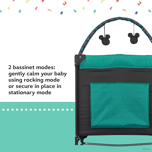 Image of Disney Baby Classic Mickey Mouse 2-in-1 Play Yard with Rocking Bassinet, Mickey Sprinkle