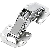 Amig - Bisagra, Tipo Cangrejo, con Pistón, 75 x 33 mm, 2 Unidades, Óptima Resistencia y Duración, Fijación Oculta para Puertas de Muebles y Armarios, Acero Plateado