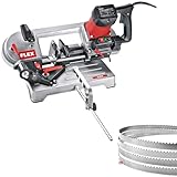 Flex Metall-Bandsäge SBG 4910 (schwarz, rot, inkl. Zubehör, Sägebänder, Metall-Bandsäge mit schwenkbarem Sägerahmen, Bimetall-Sägeband, Bandsäge für Stahl, 850 W Metallbandsäge, Werkstattsäge) 535139