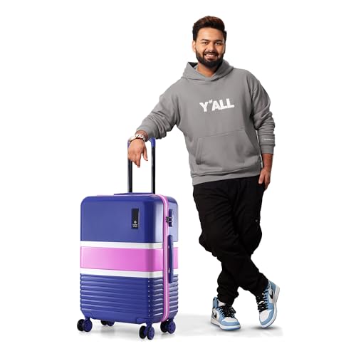 Image of Nasher Miles Mexico Hard-Sided Polycarbonate 8 Wheels Double Spinner Check-in Luggage Blue and Pink 24 inch |65cm Trolley Bag, Medium