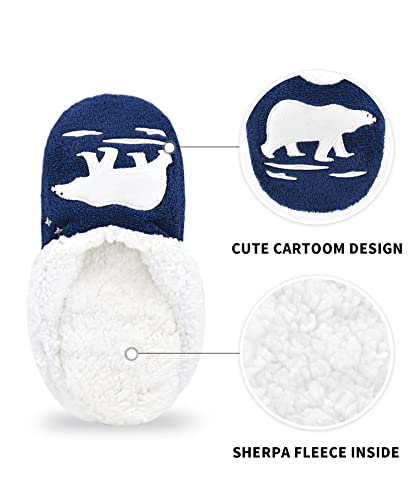 Image of DICUIRD Womens Cozy&Warm Soft Sole Slipper Socks with Grippers-Girls Teddy Fleece Indoor Slipper with Non-skid Bottoms