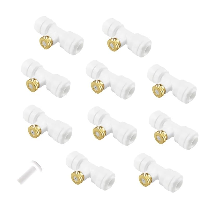 10pcs 1/4'' Tube OD Slip Lock (Quick Connector) 10/24 UNC Misting Nozzle Tees Fittings Add 2pcs End (0.2mm)