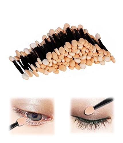 SJBAUTYO Desechable Cepillo de Sombra de Ojos de Doble Punta Ovalada Aplicador de Sombra de Ojos Aplicador de Esponja de Doble Cara Adecuado para Mujeres y Niñas Que Usan Maquillaje Diario (50Piezas)