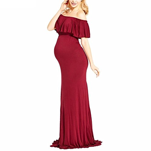 COSYOU Women's Off Shoulder Ruffles Maternity Slim Fit Gown Maxi Photography Dress...