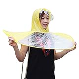Garneck Lightweight Rain Jacket Hands Raincoat Umbrella Hat Windbreak School Costum for Students Children Man Women L (Yellow) Poncho Raincoat