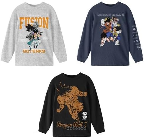 Bioworld Dragon Ball Z Character Art Boy's 3-Pack Crew Neck Long Sleeve Shirts