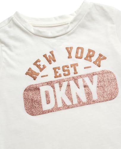 DKNY Toddler Girls' Jogger Set - 3 Piece Fleece Hoodie, Sweatpants, and Short Sleeve Graphic Tee Shirt for Girls (12M-6X)4