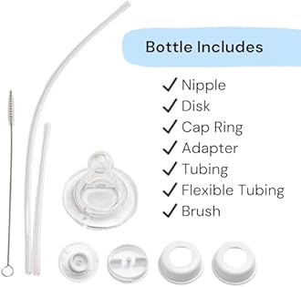 Hands-Free Baby Bottle - Anti-Colic Nursing System 9 oz Baby Bottle with Fast Flow Nipple/Teat 3m+ with Tube Straw Feeding System for Toddler (2 Bottles - Blue)