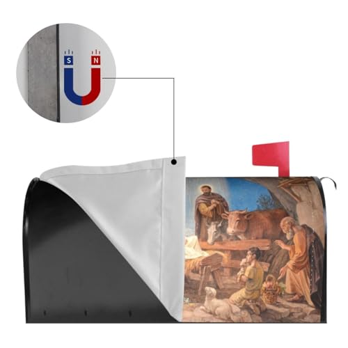 Image of Christmas Nativity Scene Religious Vintage Retro Mailbox Covers Magnetic Mailbox Wraps Post Letter Box Cover Standard Oversize 21 inchX18 inch /25.5 inch X 21 inch Mailwrap Garden Home Decor