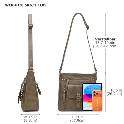 Image of Crossbody Bags for Women Medium PU Leather Multi Pocket Shoulder Purses