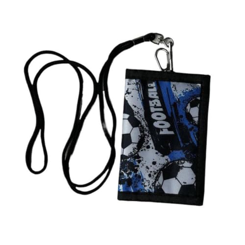 IEBTAWN 1 Geldbeutel Kinder Mit Trageseil, Praktischer Geldbörsen Halter Für Bargeld, Karten Und Ausweise, Ideal Als Geschenk Für Jungen, Männer Und Papa Zum Geburtstag Oder Vatertag, Blau-Schwarz