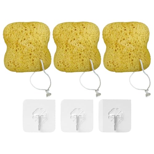 Esponjas De Baño De 3 Piezas, Ganchos Autoadhesivos De 3 Piezas, Esponja De Baño, Esponja De Espuma, Esponja Porosa Esponjosa, Esponja Exfoliante, Esponja De Ducha