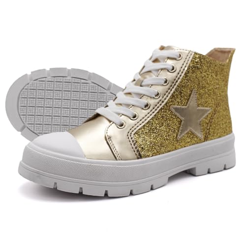 Laforst Women's Multicolor Glitter Nonslip Comfortable Sneaker Gold 12