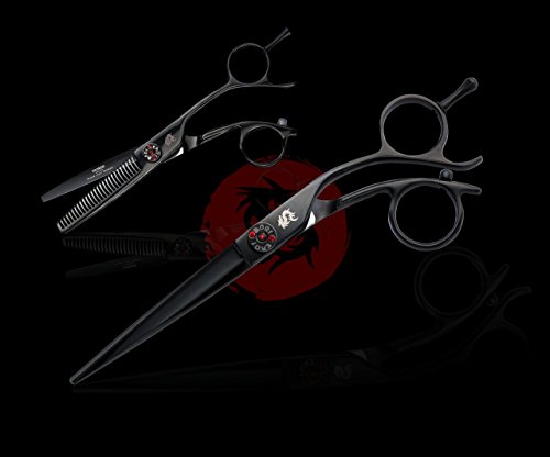 Kamisori Black Diamond 5.5" Hair Cutting & 30 Tooth Thinning Set - Pro