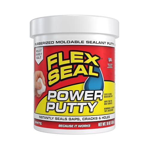 Flex Seal Power Putty Moldable Waterproof Rubberized Sealant Instantly Fills Gaps Cracks or Holes Removable Reusable Works Underwater Pipes Marine Auto RV Metal Plastic Wood White 16 oz
