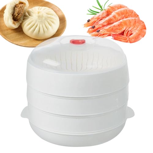 Genérico Vaporera para Microondas con Tapa Y Bandeja, Vaporera De Patatas para Microondas, Recipiente para Calentar Comidas Cocinar Pasta Maíz Patatas Carne