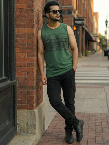 Image of Rigo Stylish Cotton Printed Vest for Men | Round Neck,Regular Fit, Sleeveless T-Shirt Vest for Men | Casual Innerwear Sando for Men & Boys - Perfect for Workouts Gym, Vacations, and Beaches