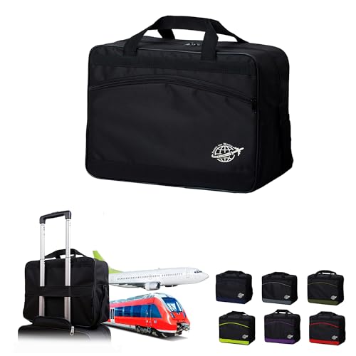 BAMBINIWELT Reisetasche HANDGEPÄCK Boardgepäck Bordcase 40x20x25 40x30x20 Ryanair Wizzair (groß (40x30x20), schwarz-schwarz)