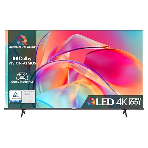 Migliori TV sotto i 1000 euro Hisense 65' QLED 4K 2023 65E77KQ, Smart TV VIDAA U6, Dolby Vision, HDR 10+, Game Mode PRO Plus, Alexa Built-in, VIDAA Voice, Tuner DVB-T2/S2 HEVC 10, lativù 4K