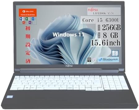 （18:30時点） 【整備済み品】 富士通 15.6インチ ノートパソコン A576/ Win11 Pro/MS Office H&B 2019 /Core i5 6300U/WIFI/HDMI / 8GB/256GB SSD/テンキー