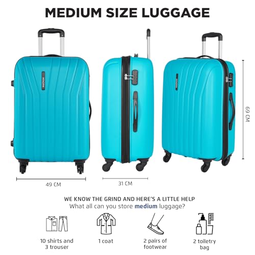 Image of Safari Magnum Jumbo 69Cm Medium Checkin Trolley Bag Hard Case Polycarbonate 4 Wheels 360 Degree Wheeling Luggage, Travel Bag, Suitcase for Travel, Trolley Bags for Travel, Cyan