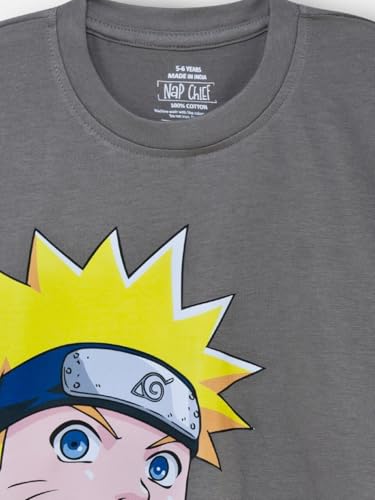 Image of Nap Chief Kids Cotton Naruto Print Co-Ord Set for Boys & Girls | Half Sleeve T-Shirt & Shorts Set | Soft Casual Summer Wear