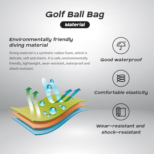 YYMT 2 teilige Golfball Tragetasche, Golftee-Halter-Tasche mit Clip, Tragbare Neopren-Halterung für je 3 Bälle & Tees, zur Aufbewahrung & zum Aufhängen an Golfbag oder Rucksack (Für Damen & Herren)