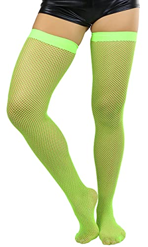 Image of ToBeInStyle Women's Fine Classic Fishnet Thigh High Stretch Nylon Novelty Stockings
