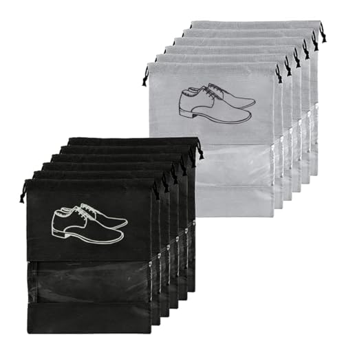 BigPlayer Shoe Bag Combo - Pack of 24 Grey & Black Transparent Non-Woven Fabric Shoe Pouches for Traveling (B0CPJC8JJS) Amazon Price History, Amazon Price Tracker