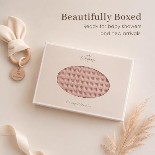 Image of Konssy Waffle Baby Blanket for Boys & Girls, Soft Newborn Swaddle Blanket | Waffle Knit, Cozy Crib Blanket Neutral for Nursery, Stroller & Toddler Bed, Machine Washable, 43 inch x 43 inch(Pink)