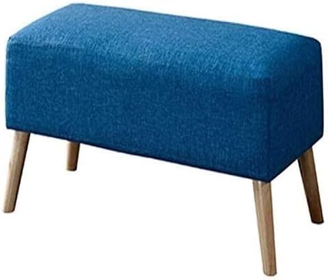 Pouf repose-pieds en tissu et bois avec housse amovible pour salon