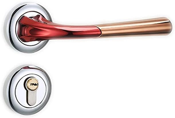 Door Knob Lever Mute Solid Wood Door Lock Door Levers Indoor Door Handle with Key for Hallway Bathroom Bedroom Study Cabinet Door Lock with Handle (Color : Type D with Key)