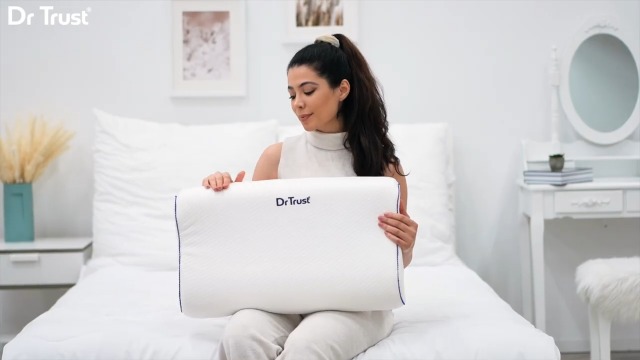 Dr Trust USA 355 Orthopedic Memory Foam Pillow | Cervical Pillow for Spondylitis Neck & Shoulder Pain Relief | Extra Curve Neck Support for Sleeping, Improves Posture (Size 60 x 36 x 11 cm)